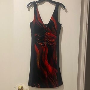 BCBG Paris Black and Red Backless Dress
